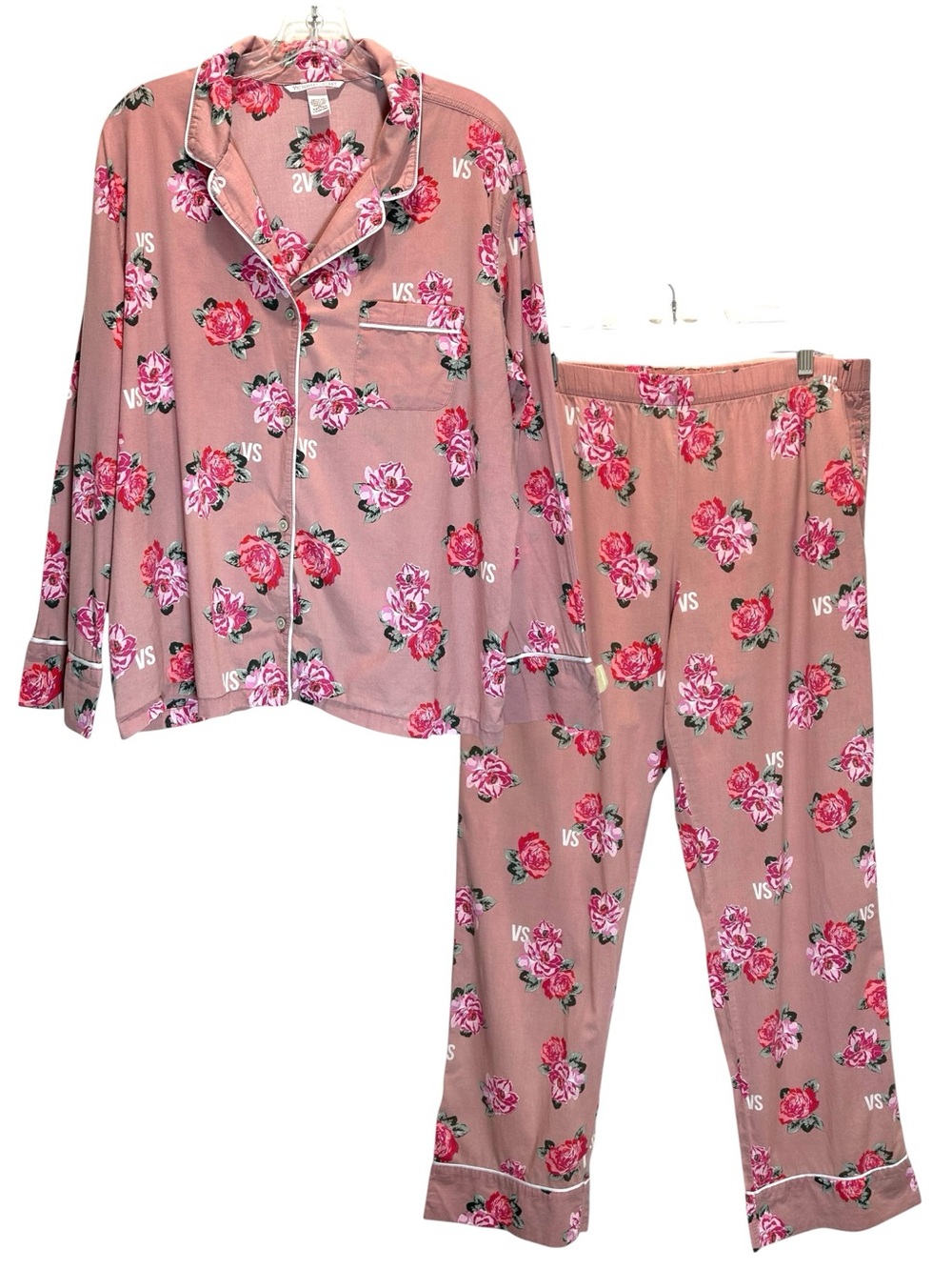 VTG Victoria’s Secret Rose Print Cotton Pajama Set - Large